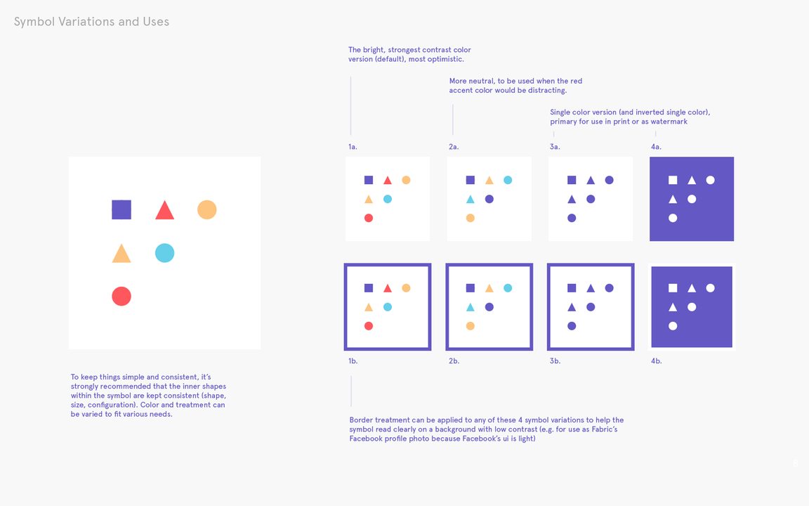 Fabric brand identity applied to business cards, app icons, and tote bags